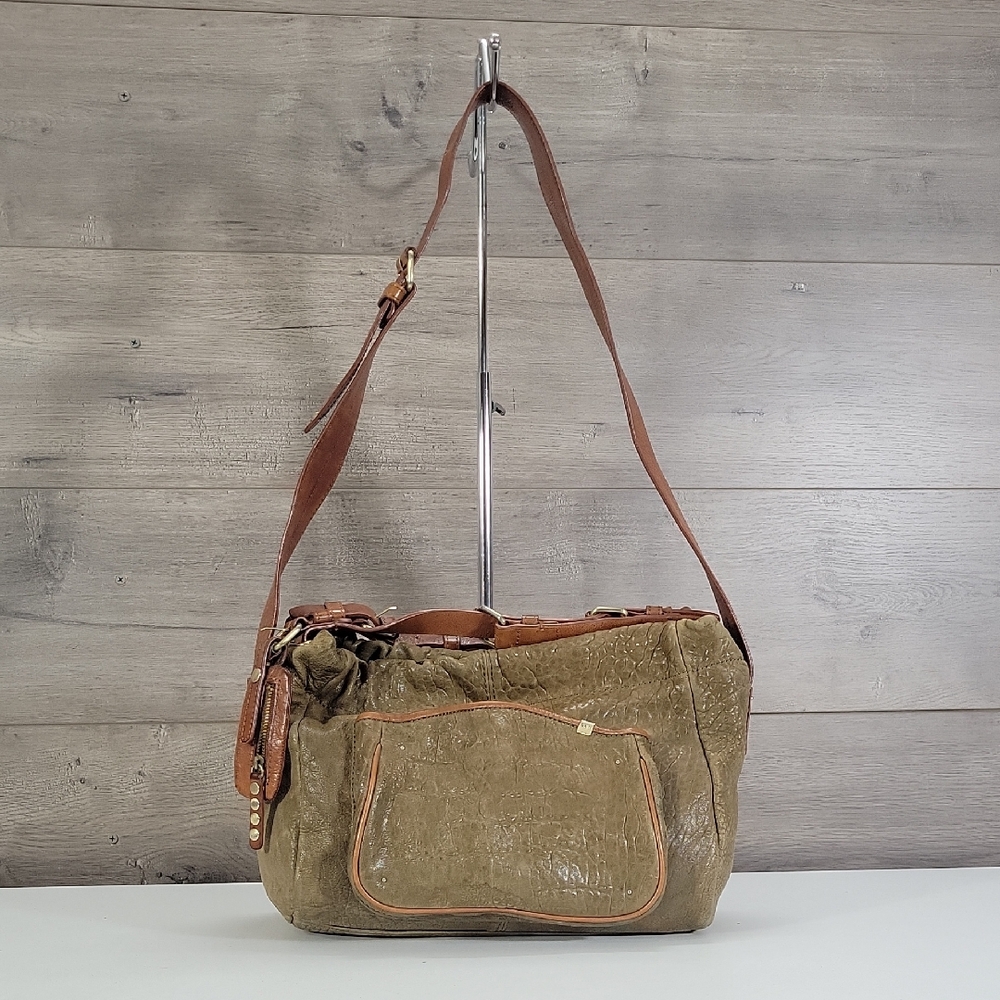 Schuler & Sons for Anthropologie Olive Green Leather Shoulder Bag